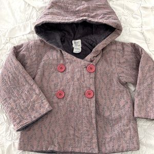 Size 18-24 months, pea coat with exterior and interior buttons. Hoodie